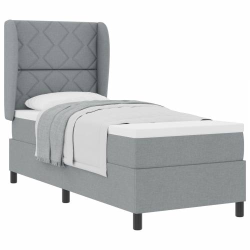 Box Spring Krevet s Madracem u Svjetlosivoj, 80x200 cm, Tkanina Cijena