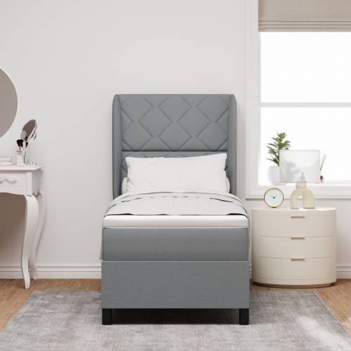 Box Spring Krevet s Madracem u Svjetlosivoj, 80x200 cm, Tkanina Cijena
