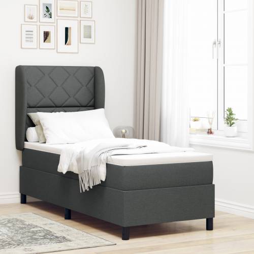 Box Spring Krevet s Madracem u Tamno Sivoj, 80x200 cm, Tkanina Cijena