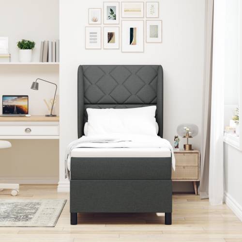 Box Spring Krevet s Madracem u Tamno Sivoj, 80x200 cm, Tkanina Cijena