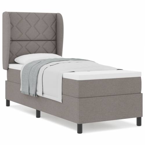 Krevet s uzglavljem i madracem u taupe boji 80x200 cm od tkanine Cijena