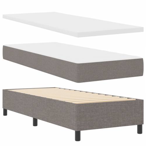 Krevet s uzglavljem i madracem u taupe boji 80x200 cm od tkanine Cijena