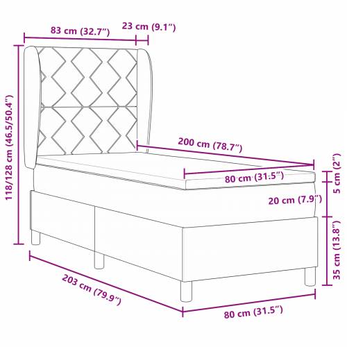 Krevet s uzglavljem i madracem u taupe boji 80x200 cm od tkanine Cijena