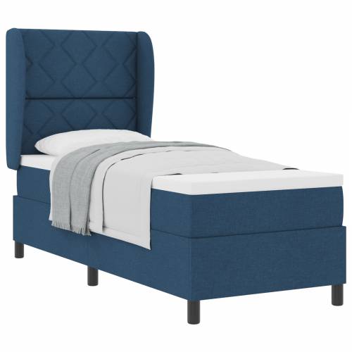 Box Spring Krevet s Madracem - Plava, 80x200 cm, Tkanina Cijena
