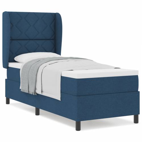 Box Spring Krevet s Madracem - Plava, 80x200 cm, Tkanina Cijena