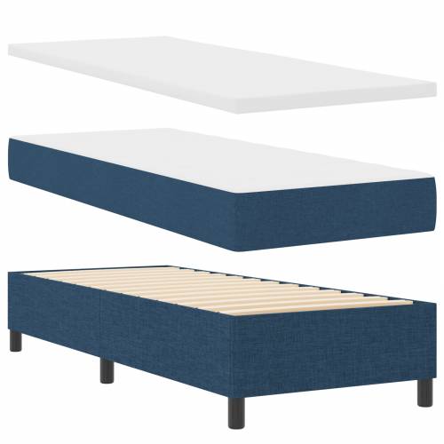 Box Spring Krevet s Madracem - Plava, 80x200 cm, Tkanina Cijena