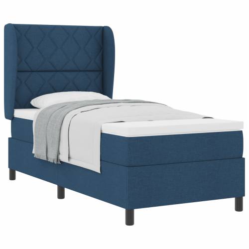 Box Spring Krevet s Madracem u Plavoj Boji, 90x190 cm, Tkanina Cijena