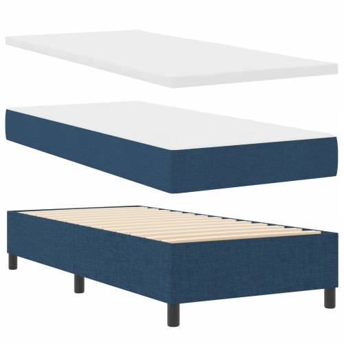 Box Spring Krevet s Madracem u Plavoj Boji, 90x190 cm, Tkanina Cijena