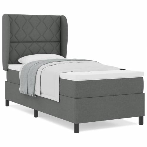 Box Spring Krevet s Madracem Tamno Sivi 90x200 cm Tkanina Cijena