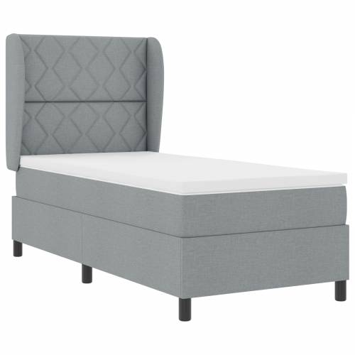 Box Spring Krevet s Madracem - Svjetlosiva, 100x200 cm, Tkanina Cijena