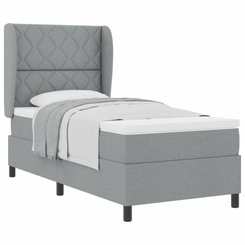 Box Spring Krevet s Madracem - Svjetlosiva, 100x200 cm, Tkanina Cijena