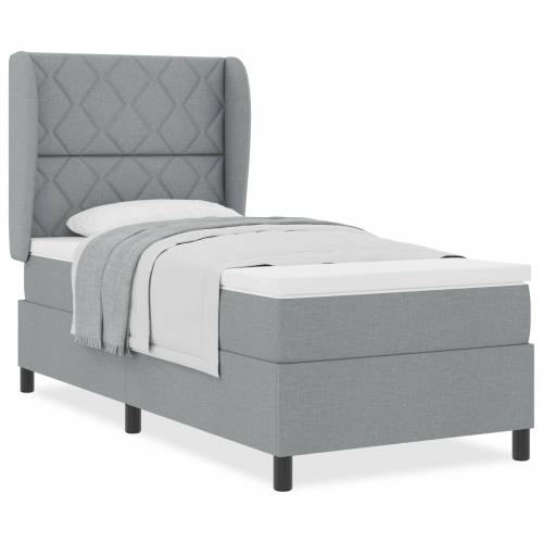 Box Spring Krevet s Madracem - Svjetlosiva, 100x200 cm, Tkanina Cijena