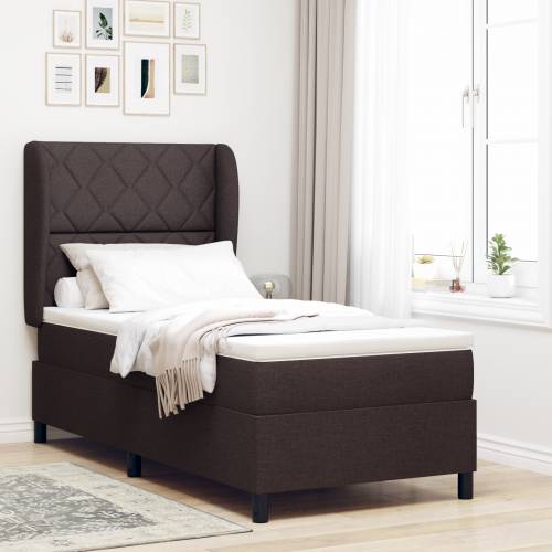 Box Spring Krevet s Madracem - Tamnosmeđi, 100x200 cm, Tkanina Cijena