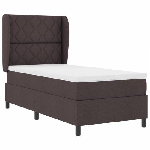 Box Spring Krevet s Madracem - Tamnosmeđi, 100x200 cm, Tkanina Cijena