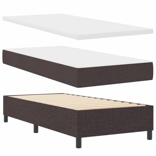 Box Spring Krevet s Madracem - Tamnosmeđi, 100x200 cm, Tkanina Cijena