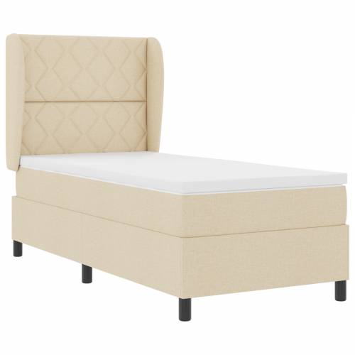 Box Spring Krevet s Madracem - Krem 100x200 cm Tkanina Cijena