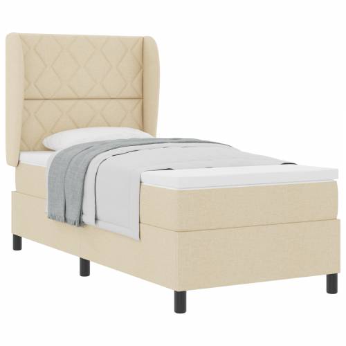 Box Spring Krevet s Madracem - Krem 100x200 cm Tkanina Cijena
