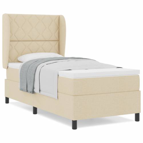 Box Spring Krevet s Madracem - Krem 100x200 cm Tkanina Cijena
