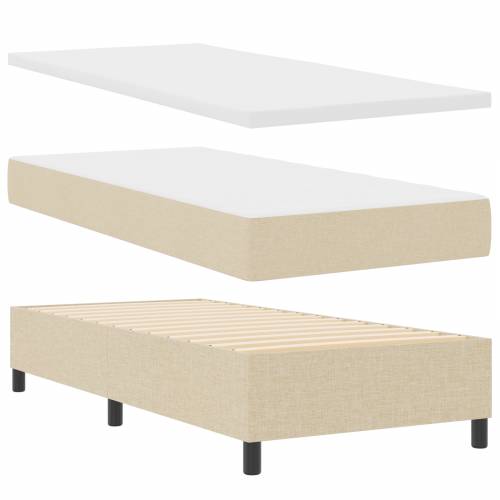 Box Spring Krevet s Madracem - Krem 100x200 cm Tkanina Cijena