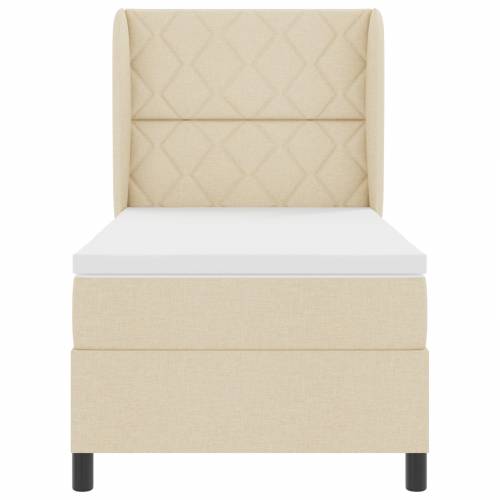 Box Spring Krevet s Madracem - Krem 100x200 cm Tkanina Cijena