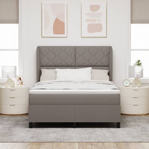 Krevet s uzdignutom podlogom i madracem - Taupe, 140x190 cm, Tkanina Cijena