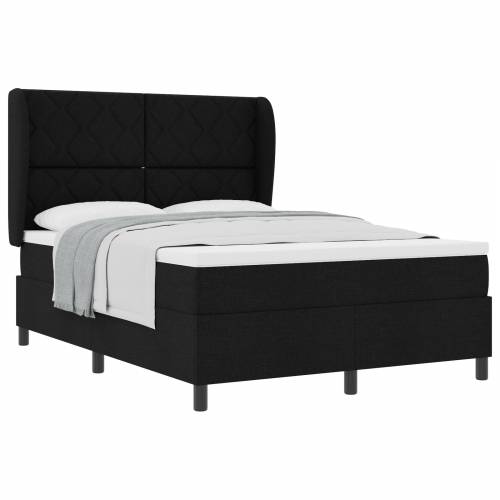 Box Spring Krevet s Madracem - Crna, 140x200 cm, Tkanina Cijena