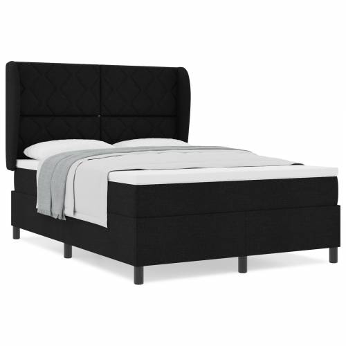 Box Spring Krevet s Madracem - Crna, 140x200 cm, Tkanina Cijena