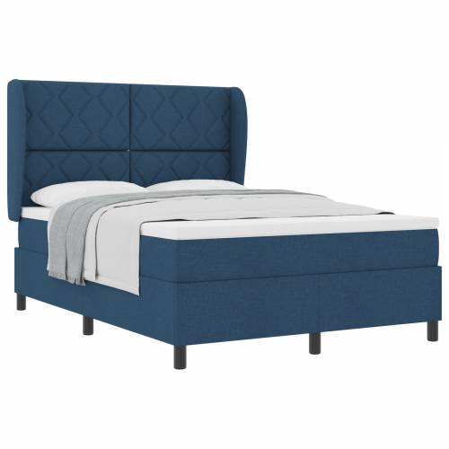 Plavi Box Spring Krevet s Madracem, 140x200 cm Tkanina Cijena