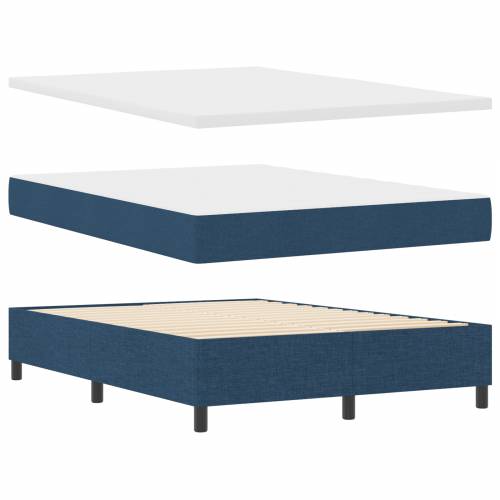 Plavi Box Spring Krevet s Madracem, 140x200 cm Tkanina Cijena