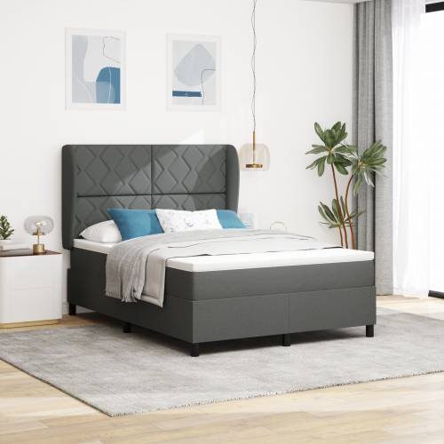 Box Spring Krevet s Madracem Tamno Siva 160x200 cm Tkanina Cijena