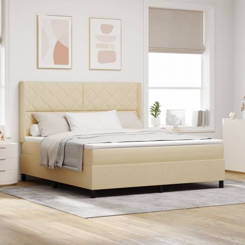 Box Spring Krevet s Madracem - Krem 180x200 cm Tkanina Cijena
