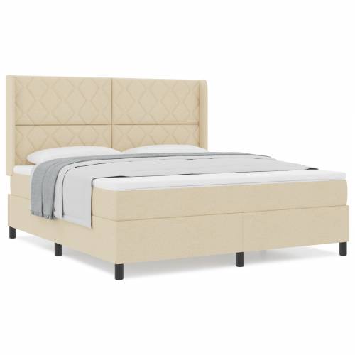Box Spring Krevet s Madracem - Krem 180x200 cm Tkanina Cijena