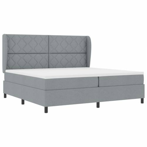 Box Spring Krevet s Madracem - Svjetlosiva, 200x200 cm Tkanina Cijena
