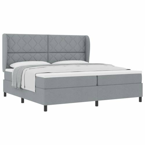 Box Spring Krevet s Madracem - Svjetlosiva, 200x200 cm Tkanina Cijena