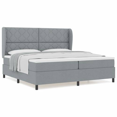 Box Spring Krevet s Madracem - Svjetlosiva, 200x200 cm Tkanina Cijena