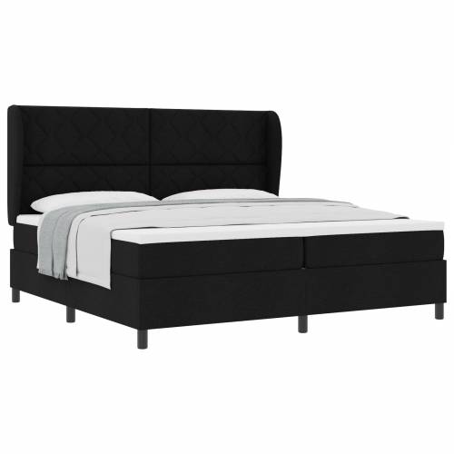 Box Spring krevet s madracem, Crna, 200x200 cm, Tkanina Cijena
