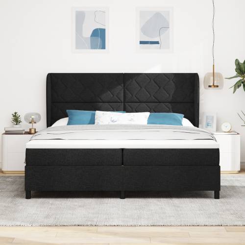 Box Spring krevet s madracem, Crna, 200x200 cm, Tkanina Cijena