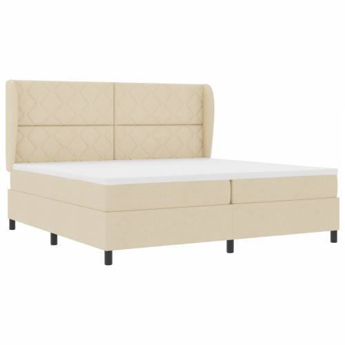 Box Spring krevet s madracem - Krem - 200x200 cm Tkanina Cijena