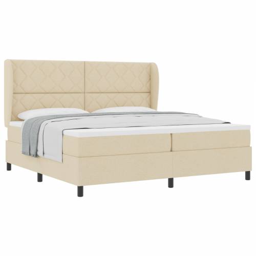Box Spring krevet s madracem - Krem - 200x200 cm Tkanina Cijena