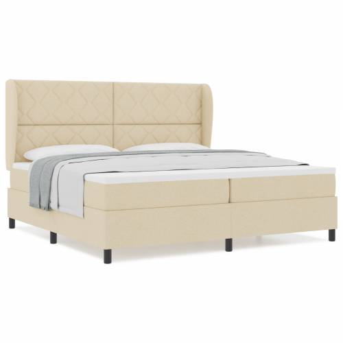 Box Spring krevet s madracem - Krem - 200x200 cm Tkanina Cijena