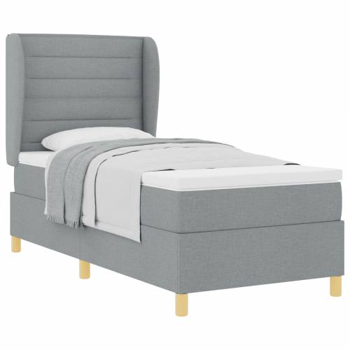 Box Spring Krevet s Madracem Svjetlosiva 90x200 cm Tkanina Cijena