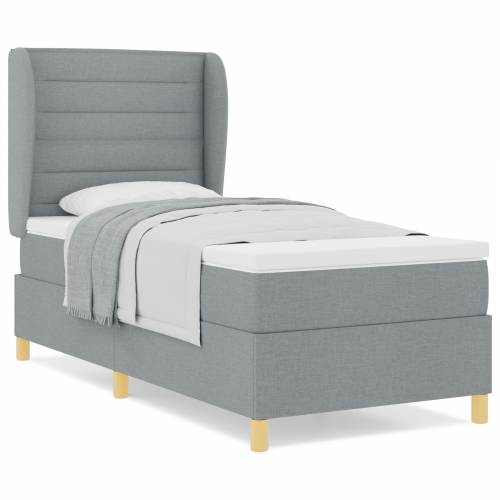 Box Spring Krevet s Madracem Svjetlosiva 90x200 cm Tkanina Cijena