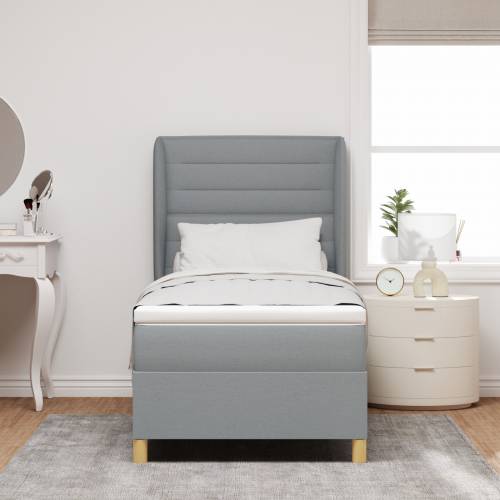 Box Spring Krevet s Madracem Svjetlosiva 90x200 cm Tkanina Cijena