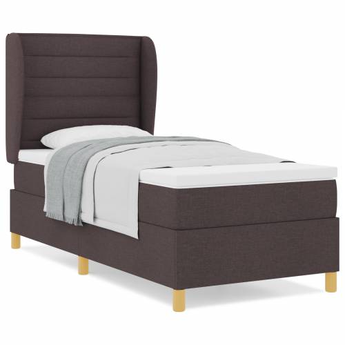 Box Spring Krevet s Madracem u Tamno Smeđoj, 90x200 cm, Tkanina Cijena