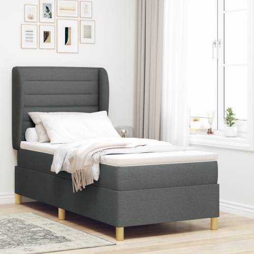 Box Spring Krevet s Madracem Tamno Siva 100x200 cm Tkanina Cijena