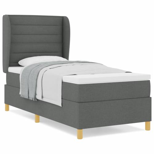 Box Spring Krevet s Madracem Tamno Siva 100x200 cm Tkanina Cijena
