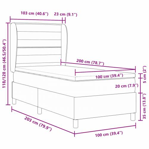 Okvir za krevet s madracem Taupe 100x200 cm Tkanina Cijena