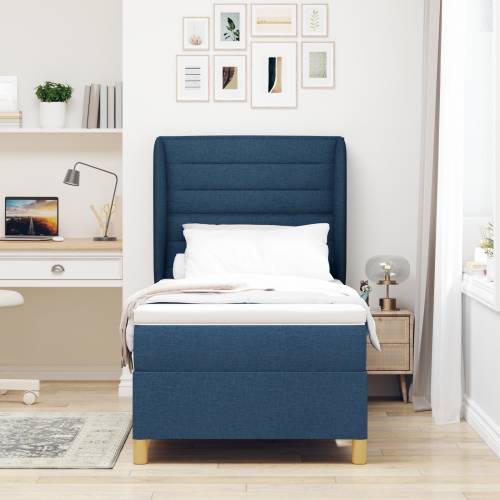 Box Spring Krevet s Madracem Plavi 100x200 cm Tkanina Cijena