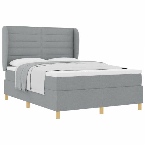 Okvir za krevet s madracem svijetlosiv 140x190 cm tkanina Cijena