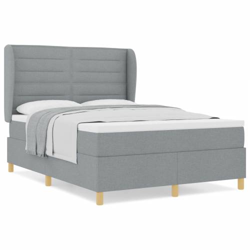 Okvir za krevet s madracem svijetlosiv 140x190 cm tkanina Cijena